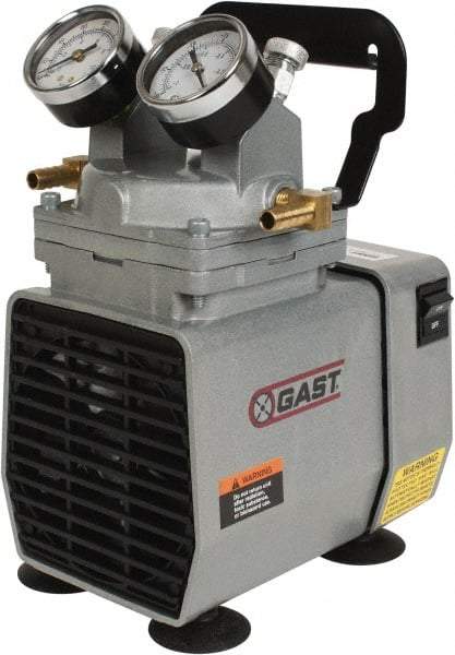 Gast - 1/8 HP Lab Model Diaphragm Pump - 115 VAC, 60 Max psi, 7.62" Long x 5.12" Wide x 7.59" High - All Tool & Supply