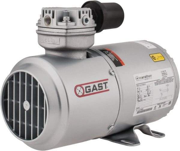 Gast - 1/6 hp, 1.8 CFM, Piston Vacuum Pump - 27.5 Hg/In, 115-1 Volt, 5.63" Long x 11.62" Wide x 8.58" High - All Tool & Supply