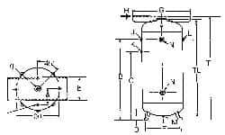 Made in USA - 60 Gallon, 200 Max psi Vertical Tank with Plate - 3/4" Inlet, 48" Tank Length x 20" Tank Diam - All Tool & Supply