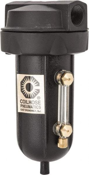 Coilhose Pneumatics - 3/8" Port, 5" High, FRL Filter with Aluminum Bowl & Automatic Drain - 250 Max psi, 250°F Max, 4 oz Bowl Capacity - All Tool & Supply