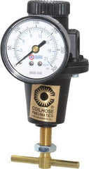 Coilhose Pneumatics - 1/4 NPT Port, 40 CFM, Cast Aluminum Heavy-Duty T-Handle Regulator - 0 to 200 psi Range, 250 Max psi Supply Pressure, 1/4" Gauge Port Thread, 3" Wide x 5-1/2" High - All Tool & Supply