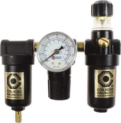 Coilhose Pneumatics - 1/4" NPT Port Miniature 3 Piece Filter-Regulator-Lubricator FRL Unit - Metal Bowl, 25 SCFM, 250 Max psi, 6.125" High, Manual Drain - All Tool & Supply