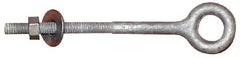 Value Collection - 1/4-20, Zinc-Plated Finish, Forged Steel Forged Eye Bolt - 2-1/2" Thread Length, 1/2" ID x 1" OD, 5" Shank Length - All Tool & Supply