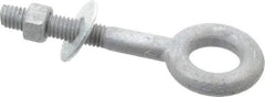 Value Collection - 3/8-16, Zinc-Plated Finish, Forged Steel Forged Eye Bolt - 1-1/2" Thread Length, 3/4" ID x 1-1/2" OD, 2-1/2" Shank Length - All Tool & Supply