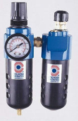 Coilhose Pneumatics - 3/8" NPT Port Standard 2 Piece Filter/Regulator-Lubricator FRL Unit - Polycarbonate Bowl, 102 SCFM, 150 Max psi, 10.5" High, Manual Drain - All Tool & Supply