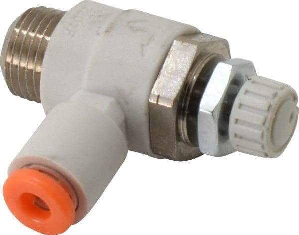 SMC PNEUMATICS - 1/8" Tube OD x 1/8" Male NPT Flow Control Elbow Valve - Meter Out - All Tool & Supply