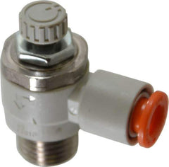 SMC PNEUMATICS - 1/4" Tube OD x 1/4" Male NPT Flow Control Elbow Valve - Meter Out - All Tool & Supply