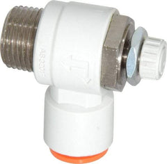 SMC PNEUMATICS - 3/8" Tube OD x 3/8" Male NPT Flow Control Elbow Valve - Meter Out - All Tool & Supply