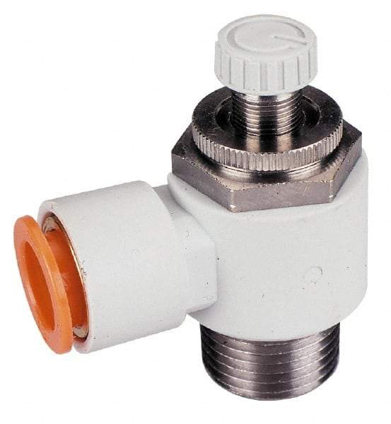 SMC PNEUMATICS - 3/16" Tube OD x 1/4" Male NPT Flow Control Elbow Valve - Meter Out - All Tool & Supply