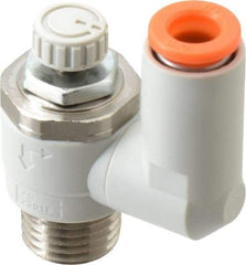 SMC PNEUMATICS - 1/4" Tube OD x 1/4" Male NPT Flow Control Offset Inline Valve - Meter Out - All Tool & Supply