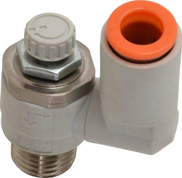 SMC PNEUMATICS - 5/16" Tube OD x 1/4" Male NPT Flow Control Offset Inline Valve - Meter Out - All Tool & Supply