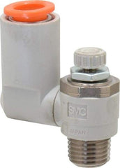 SMC PNEUMATICS - 3/8" Tube OD x 1/4" Male NPT Flow Control Offset Inline Valve - Meter Out - All Tool & Supply