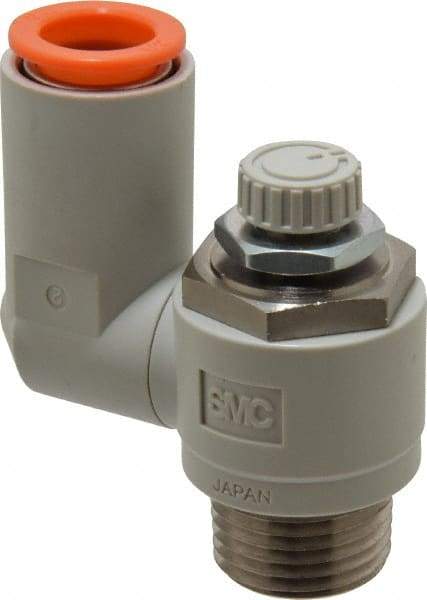 SMC PNEUMATICS - 1/2" Tube OD x 1/2" Male NPT Flow Control Offset Inline Valve - Meter Out - All Tool & Supply