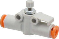 SMC PNEUMATICS - 5/32" Tube OD x M5 Body Flow & Speed Control Valve - Speed Control Inline Type with One Touch Fitting - All Tool & Supply