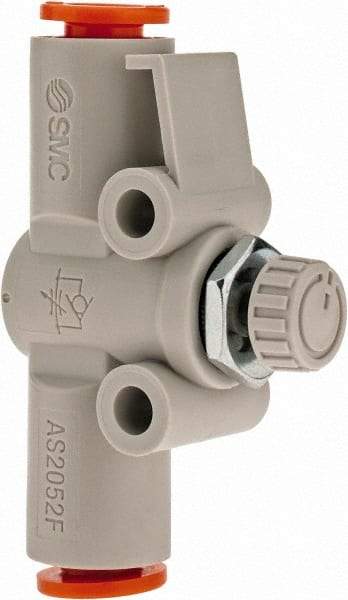 SMC PNEUMATICS - 1/4" Tube OD x 1/4 Body Flow & Speed Control Valve - Speed Control Inline Type with One Touch Fitting - All Tool & Supply