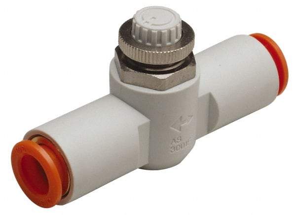 SMC PNEUMATICS - 3/16" Tube OD x 1/8 Body Flow & Speed Control Valve - Speed Control Inline Type with One Touch Fitting - All Tool & Supply