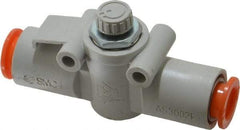 SMC PNEUMATICS - 3/8" Tube OD x 3/8 Body Flow & Speed Control Valve - Speed Control Inline Type with One Touch Fitting - All Tool & Supply