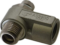 SMC PNEUMATICS - 1/4" Male NPT x 1/4" Female NPT Flow & Speed Control Valve - Elbow Type - All Tool & Supply