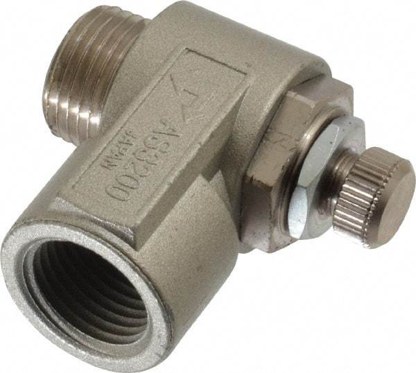 SMC PNEUMATICS - 3/8" Male NPT x 3/8" Female NPT Flow & Speed Control Valve - Elbow Type - All Tool & Supply