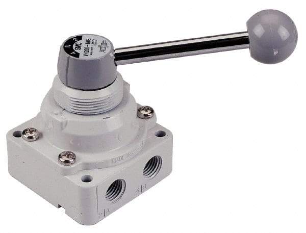 SMC PNEUMATICS - 1/2" NPT Rotary Hand Air Valve - 3 Position, 3.1 CV Rate, 150 Max psi & 140°F Max Temp - All Tool & Supply