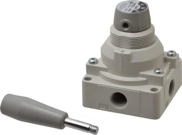 SMC PNEUMATICS - 3/8" NPT Rotary Hand Air Valve - 3 Position, 1.1 CV Rate, 150 Max psi & 140°F Max Temp - All Tool & Supply