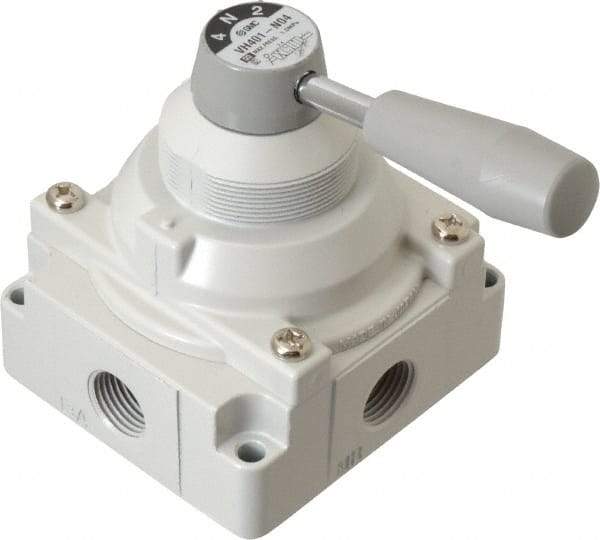 SMC PNEUMATICS - 1/2" NPT Rotary Hand Air Valve - 3 Position, 3.1 CV Rate, 150 Max psi & 140°F Max Temp - All Tool & Supply