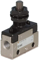 SMC PNEUMATICS - 1.00 CV Rate, 1/4" NPT Inlet Mechanical Valve - 3 Way, 2 Ports, Plunger Roller Plunger Inline - All Tool & Supply