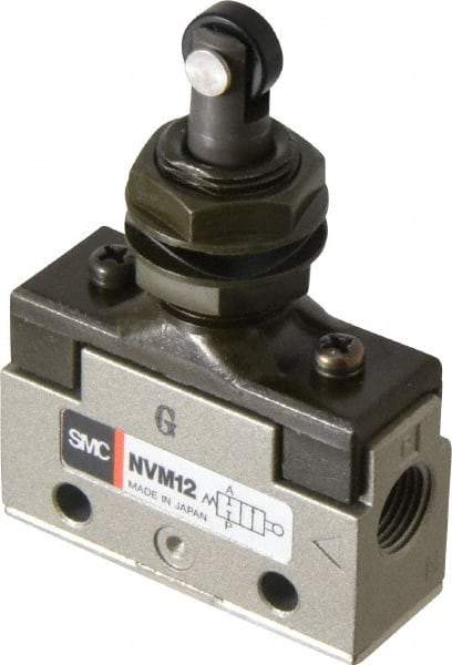 SMC PNEUMATICS - 0.14 CV Rate, 1/8" NPT Inlet Mechanical Valve - 2 Way, 2 Ports, Roller Plunger Inline - All Tool & Supply