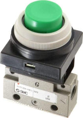 SMC PNEUMATICS - 0.14 CV Rate, 1/8" NPT Inlet Mechanical Valve - 2 Way, 2 Ports, Push Button Extended - All Tool & Supply