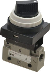 SMC PNEUMATICS - 0.14 CV Rate, 1/8" NPT Inlet Mechanical Valve - 2 Way, 2 Ports, Selector 90° Turn - All Tool & Supply