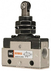 SMC PNEUMATICS - 0.14 CV Rate, 1/8" NPT Inlet Mechanical Valve - 3 Way, 2 Ports, Plunger Roller Plunger Inline - All Tool & Supply