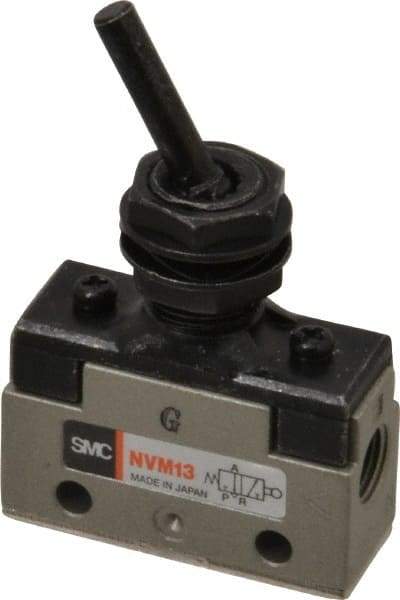 SMC PNEUMATICS - 0.14 CV Rate, 1/8" NPT Inlet Mechanical Valve - 3 Port, 2 Position, Toggle Lever - All Tool & Supply