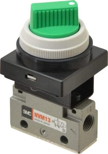 SMC PNEUMATICS - 0.14 CV Rate, 1/8" NPT Inlet Mechanical Valve - 3 Way, 2 Ports - All Tool & Supply