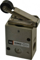 SMC PNEUMATICS - 1.00 CV Rate, 1/4" NPT Inlet Mechanical Valve - 2 Way, 2 Ports, Roller Lever - All Tool & Supply