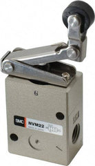 SMC PNEUMATICS - 1.00 CV Rate, 1/4" NPT Inlet Mechanical Valve - 2 Way, 2 Ports, Roller Lever One Way - All Tool & Supply