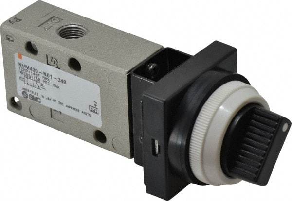 SMC PNEUMATICS - 0.38 CV Rate, 1/4" NPT Inlet Mechanical Valve - 3 Way, 3 Ports - All Tool & Supply