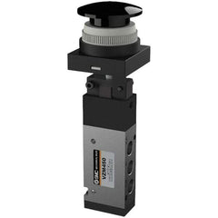 SMC PNEUMATICS - 0.55 CV Rate, 1/8" NPT Inlet Mechanical Valve - 4 Way, 5 Ports, Push Button Mushroom - All Tool & Supply