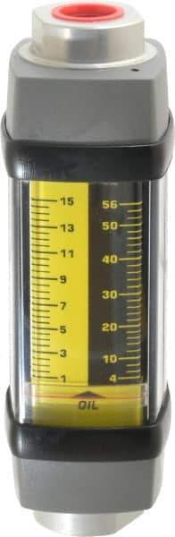 Hedland - 1/2" NPTF Port Oil & Petroleum-Based Liquid Flowmeter - 3000 Max psi, 1 to 15 GPM, Anodized Aluminum - All Tool & Supply