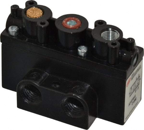 ARO/Ingersoll-Rand - 1/4" Inlet x 1/4" Outlet, Pilot Actuator, Spring Return, 2 Position, Body Ported Solenoid Air Valve - 32 CFM, 0.9 CV, 4 Way, 150 psi, 2-15/16" Long x 1-15/16" Wide x 1-15/16" High, 0 to 180°F - All Tool & Supply