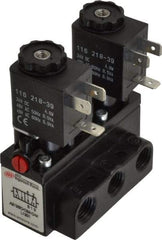 ARO/Ingersoll-Rand - 1/4" Inlet x 1/4" Outlet, Solenoid Actuator, Solenoid Return, 2 Position, Body Ported Solenoid Air Valve - 24 VDC Input, 54 CFM, 1.5 CV, 4 Way, 150 psi, 3-31/32" Long x 1-15/16" Wide x 3-1/4" High, 0 to 180°F - All Tool & Supply