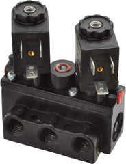 ARO/Ingersoll-Rand - 1/4" Inlet x 1/4" Outlet, Solenoid Actuator, Solenoid Return, 3 Position, Body Ported Solenoid Air Valve - 120 VAC Input, 32 CFM, 0.9 CV, 4 Way, 150 psi, 2-15/16" Long x 1-15/16" Wide x 1-13/16" High, 0 to 180°F - All Tool & Supply