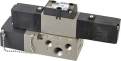 SMC PNEUMATICS - 0.8 CV Flow Rate, Double Solenoid Pilot Operated Valve - 5 Port, 2 Position, 1/4" NPT Inlet, 110 V - All Tool & Supply