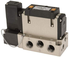 SMC PNEUMATICS - 2 CV Flow Rate, Single Solenoid Pilot Operated Valve - 5 Port, 2 Position, Spring Return, 3/8" NPT Inlet, 24 V - All Tool & Supply