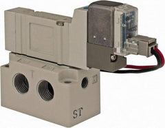 SMC PNEUMATICS - 0.3 CV Flow Rate, Single Solenoid Pilot Operated Valve - 5 Port, 2 Position, Spring Return, 1/8" NPT Inlet, 24 V - All Tool & Supply