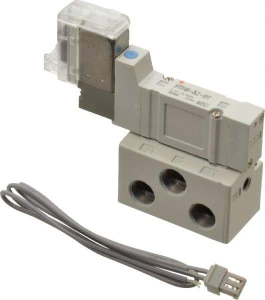 SMC PNEUMATICS - 0.3 CV Flow Rate, Single Solenoid Pilot Operated Valve - 5 Port, 2 Position, Spring Return, 1/8" NPT Inlet, 110 V - All Tool & Supply