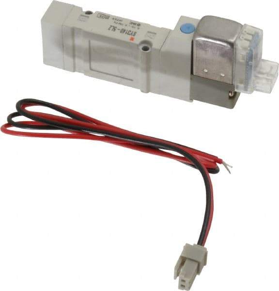 SMC PNEUMATICS - 0.3 CV Flow Rate, Single Solenoid Pilot Operated Valve - 5 Port, 2 Position, Spring Return, 1/4" Push to Connect Inlet, 24 V - All Tool & Supply