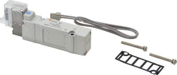 SMC PNEUMATICS - 0.7 CV Flow Rate, Single Solenoid Pilot Operated Valve - 5 Port, 2 Position, Spring Return, 1/4" Push to Connect Inlet, 110 V - All Tool & Supply