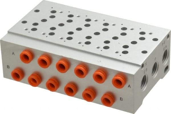 SMC PNEUMATICS - 0.7 CV Flow Rate, 6 Station Pilot Operated Solenoid Valve - 1/4" Push to Connect Inlet, Bar Manifold Base Mounted - All Tool & Supply