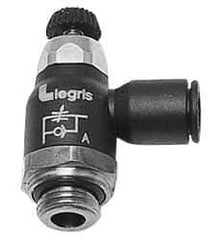 Legris - 5/32" Tube OD x 1/8 Male NPT Compact Meter Out Flow Control Valve - 14.5 to 145 psi, Nylon - All Tool & Supply