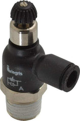 Legris - 1/4" Tube OD x 1/4 Male NPT Compact Meter Out Flow Control Valve - 14.5 to 145 psi, Nylon - All Tool & Supply